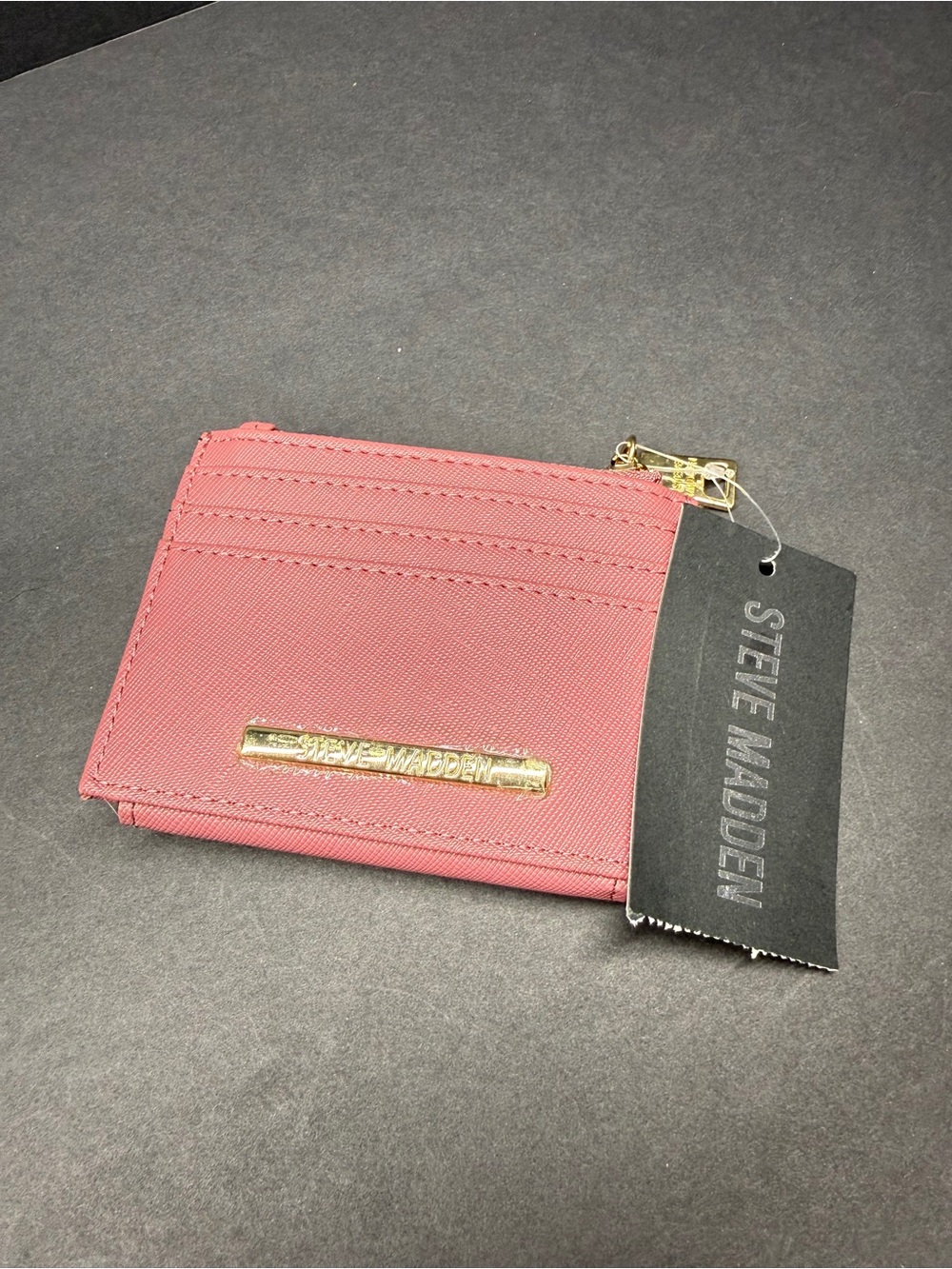 Steve Madden Rose Pink Card Holder with Gold Accent